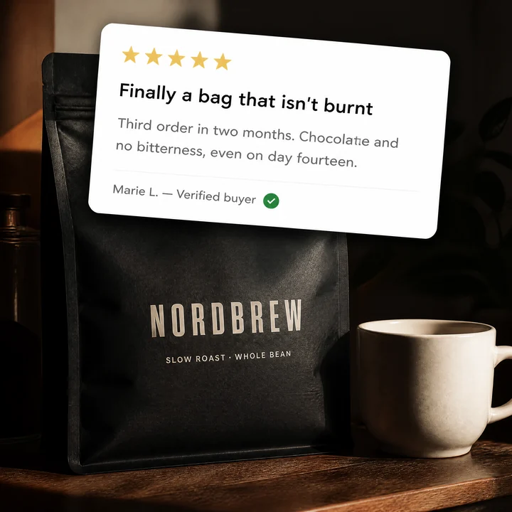 Review Screenshot ad, built on a shop’s own product photo.